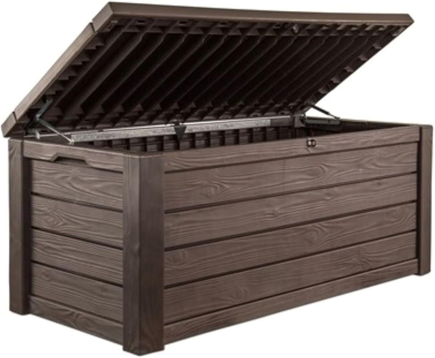 Westwood 150 Gal Outdoor Storage Box for Patio and Pool Accessories | Brown, Resin, Large, Weatherproof, Lockable, Hydraulic Pistons, Easy Assembly, Organization, Patio Cushions Storage