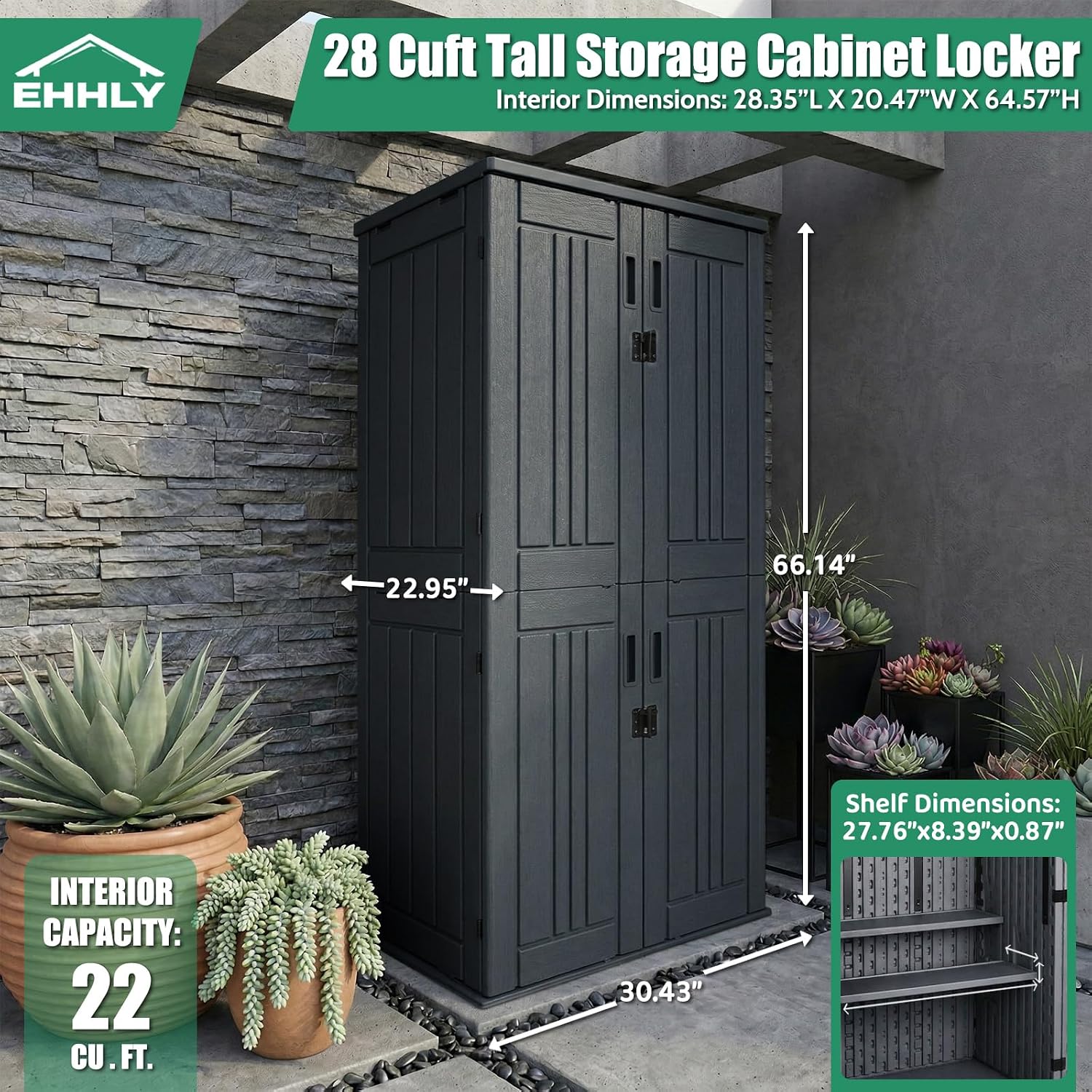 Heavy Duty Tall Storage Cabinet Outdoor Weatherproof, 28 Cuft Garage Storage Cabinet with 4 Adjustable Shelves, Lockable Kitchen Pantry Closer Organizer, 31Wx23Lx66H, Sage Grey