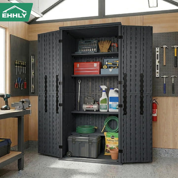 Heavy Duty Tall Storage Cabinet Outdoor Weatherproof, 28 Cuft Garage Storage Cabinet with 4 Adjustable Shelves, Lockable Kitchen Pantry Closer Organizer, 31Wx23Lx66H, Sage Grey