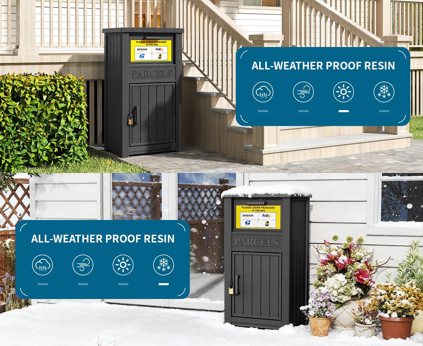 Lockable Secure Porch Delivery Box with Storage Compartment, Anti-theft and Waterproof Design, an Outdoor Storage Solution for Express Parcels and Takeout Delivery,Christmas gift